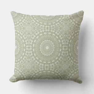 Sage Green Mandala Pattern Throw Pillow