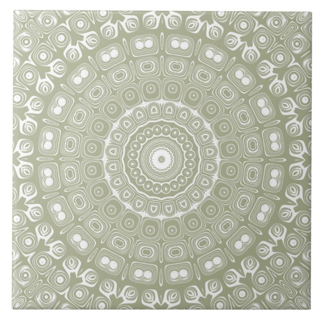 Sage Green Mandala Pattern Tile (Front)