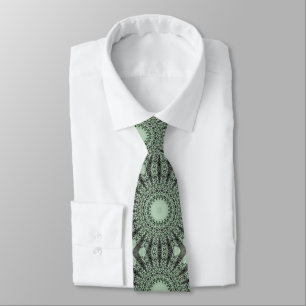Sage Green Mandala with Leaf-Inspired Pattern Tie