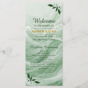 Sage Green Marble & Gold Wedding Program