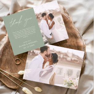 Sage Green Mariage Minimaliste Merci Cartes
