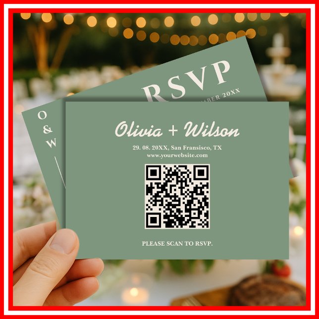Sage Green Mariage QR Code RSVP (Créateur téléchargé)
