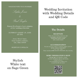 Sage Green Mariage QR Code RSVP Invitation