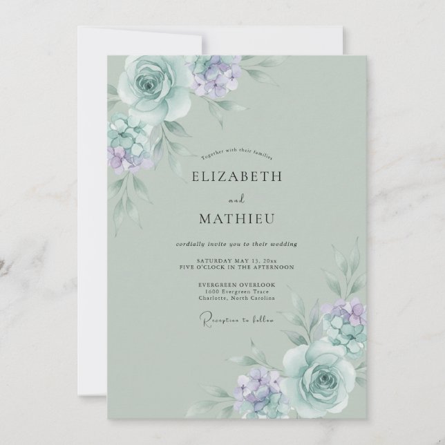 Sage Green Marvellous Spring Wedding Invitation (Front)