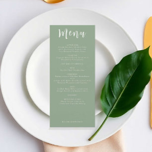 Sage Green Menu Mariage Élégant Boho Simple