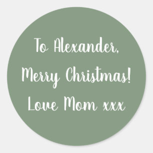Sage Green Merry Christmas from Mom gift tag