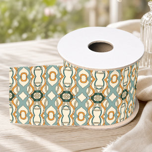 Sage Green Mid Century Geometric Grosgrain Ribbon