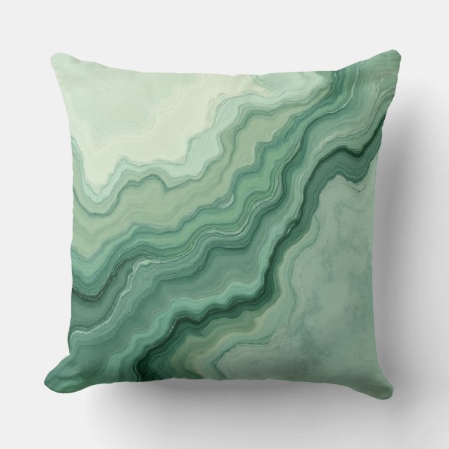 Sage Green Mineral Vein Abstract - Organic Modern Throw Pillow (Front)