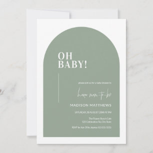 Sage Green Minimal Arch Oh Baby Shower Invitation