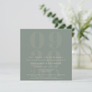 Sage Green Minimal Bold Type Rehearsal Dinner Invitation