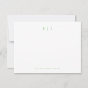Sage Green Minimal Couple Initials Personalized Card