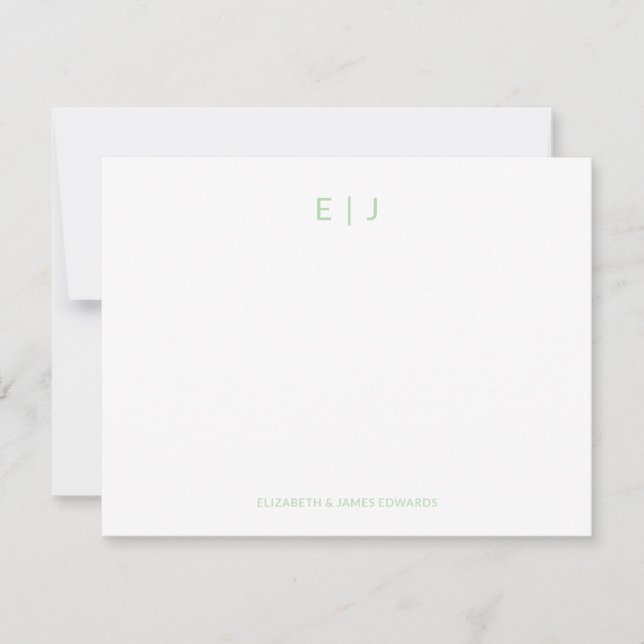 Sage Green Minimal Couple Initials Personalized  Card (Front)