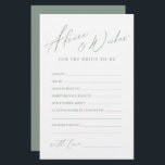 Sage green minimal modern wedding advice & wishes<br><div class="desc">These advice & wishes cards are sweet keepsakes for the bride and couple,  feature stylish modern script and text in sage green and white,  simple and clean. Great activity for bridal shower,  and wedding parties. 
See all the bridal shower games in collection.</div>