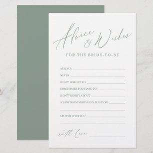 Sage green minimal modern wedding advice & wishes