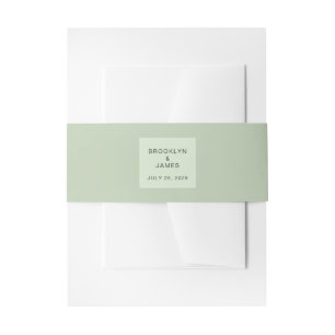  Sage Green Minimal Wedding Invitation Belly Band
