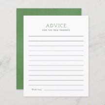 Sage Green Minimalist Baby Shower Advice Card