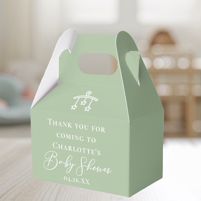 Sage Green Minimalist Baby Shower Custom Favor Box (Creator Uploaded)