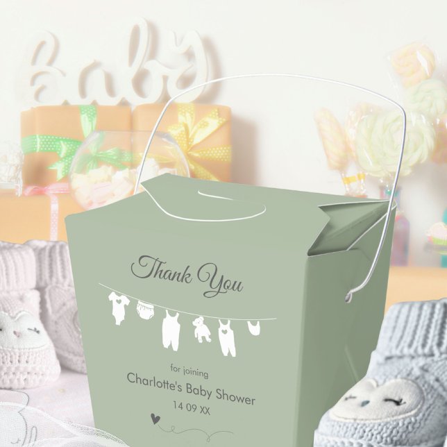 Sage Green Minimalist Baby Shower Favor Box (Sage Green Minimalist Baby Shower Favor Boxes ©Susanne Sachers - Sunny Mind 🌞)