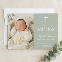 Sage Green Minimalist Baptism Photo