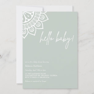Sage Green Minimalist Boho Baby Shower Invitation