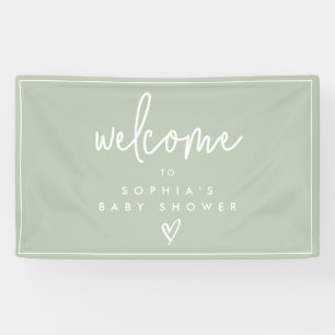 Sage Green Minimalist Boho Baby Shower Welcome Banner