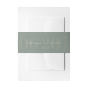 Sage Green Minimalist Bold Type Wedding Invitation Belly Band