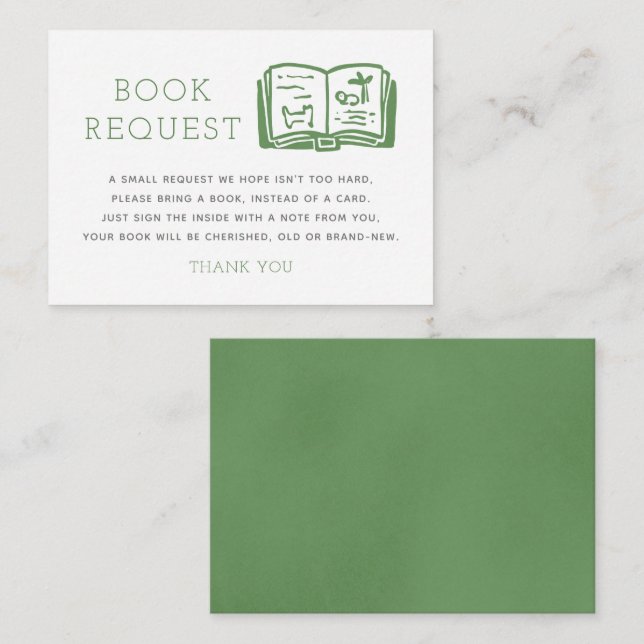 Sage Green Minimalist Book Request Enclosure Card (Front/Back)