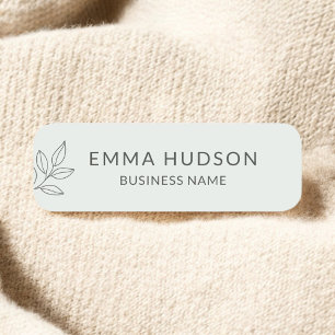 Sage Green Minimalist Botanical Small Business  Name Tag