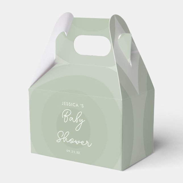 Sage Green Minimalist Circle Gradient Baby Shower Favor Box (Front Side)