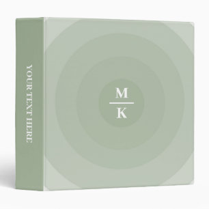 Sage Green Minimalist Circle Gradient Monogram  Binder