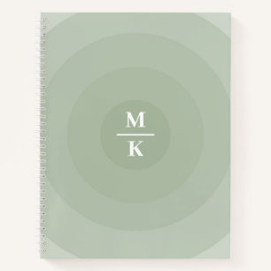 Sage Green Minimalist Circle Gradient Monogram Notebook