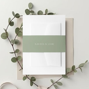 Sage Green Minimalist Couple Invitation Belly Band