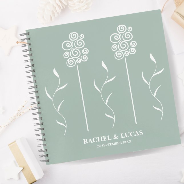 Sage Green Minimalist Curly Floral Notebook (Creator Uploaded)