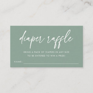 Sage Green Minimalist Diaper Raffle Baby Shower Enclosure Card