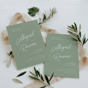 Sage Green Minimalist Elegant Wedding Invitation