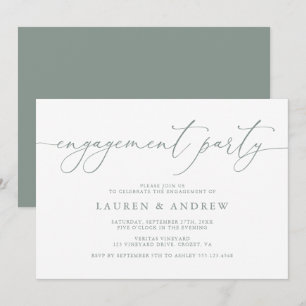 Sage Green Minimalist Engagement Party Invitation