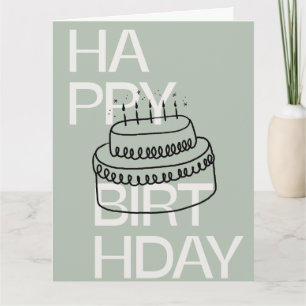 Sage Green Minimalist Happy Birthday Card