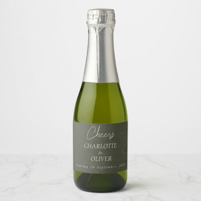 Sage Green Minimalist Mini Champagne Wedding Label (Front)