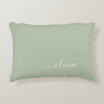 Sage Green Minimalist Modern Monogram Elegant  Accent Pillow<br><div class="desc">Introducing our Sage Green Minimalist Modern Monogram Elegant Collection: Elevate your aesthetic with serene sophistication and timeless elegance. Our collection showcases minimalist designs in a tranquil sage green hue, complemented by refined monograms tailored to your personal style. From polished stationery to versatile accessories, each piece in our collection is meticulously...</div>