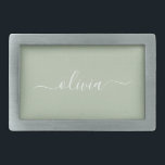 Sage Green Minimalist Modern Monogram Elegant  Belt Buckle<br><div class="desc">Introducing our Sage Green Minimalist Modern Monogram Elegant Collection: Elevate your aesthetic with serene sophistication and timeless elegance. Our collection showcases minimalist designs in a tranquil sage green hue, complemented by refined monograms tailored to your personal style. From polished stationery to versatile accessories, each piece in our collection is meticulously...</div>