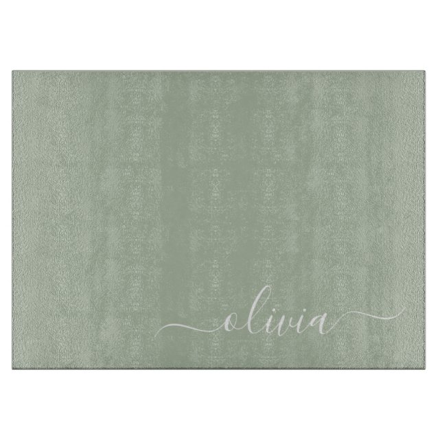 Sage Green Minimalist Modern Monogram Elegant  Cutting Board (Front)
