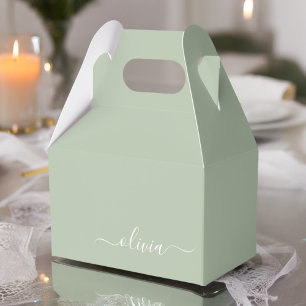 Sage Green Minimalist Modern Monogram Elegant  Favor Box