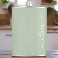 Sage Green Minimalist Modern Monogram Elegant
