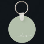 Sage Green Minimalist Modern Monogram Elegant  Keychain<br><div class="desc">Introducing our Sage Green Minimalist Modern Monogram Elegant Collection: Elevate your aesthetic with serene sophistication and timeless elegance. Our collection showcases minimalist designs in a tranquil sage green hue, complemented by refined monograms tailored to your personal style. From polished stationery to versatile accessories, each piece in our collection is meticulously...</div>