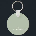 Sage Green Minimalist Modern Monogram Elegant  Keychain<br><div class="desc">Introducing our Sage Green Minimalist Modern Monogram Elegant Collection: Elevate your aesthetic with serene sophistication and timeless elegance. Our collection showcases minimalist designs in a tranquil sage green hue, complemented by refined monograms tailored to your personal style. From polished stationery to versatile accessories, each piece in our collection is meticulously...</div>