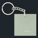 Sage Green Minimalist Modern Monogram Elegant Keychain<br><div class="desc">Introducing our Sage Green Minimalist Modern Monogram Elegant Collection: Elevate your aesthetic with serene sophistication and timeless elegance. Our collection showcases minimalist designs in a tranquil sage green hue, complemented by refined monograms tailored to your personal style. From polished stationery to versatile accessories, each piece in our collection is meticulously...</div>