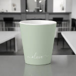Sage Green Minimalist Modern Monogram Elegant  Latte Mug<br><div class="desc">Introducing our Sage Green Minimalist Modern Monogram Elegant Collection: Elevate your aesthetic with serene sophistication and timeless elegance. Our collection showcases minimalist designs in a tranquil sage green hue, complemented by refined monograms tailored to your personal style. From polished stationery to versatile accessories, each piece in our collection is meticulously...</div>