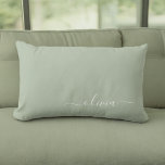 Sage Green Minimalist Modern Monogram Elegant  Lumbar Pillow<br><div class="desc">Introducing our Sage Green Minimalist Modern Monogram Elegant Collection: Elevate your aesthetic with serene sophistication and timeless elegance. Our collection showcases minimalist designs in a tranquil sage green hue, complemented by refined monograms tailored to your personal style. From polished stationery to versatile accessories, each piece in our collection is meticulously...</div>