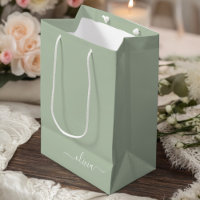 Sage Green Minimalist Modern Monogram Elegant 