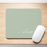 Sage Green Minimalist Modern Monogram Elegant Mouse Pad<br><div class="desc">Green Sage Monogram Add Your Own Name Mousepad (Mouse Pad). This makes the perfect sweet 16 birthday,  wedding,  bridal shower,  anniversary,  baby shower or bachelorette party gift for someone that loves glam luxury and chic styles.</div>